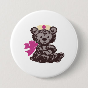 Teddy Bear Nurse (Rosa) Button