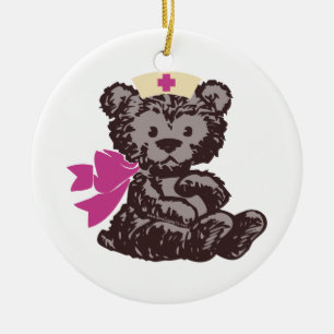 Teddy Bear Nurse (Rosa) Keramik Ornament