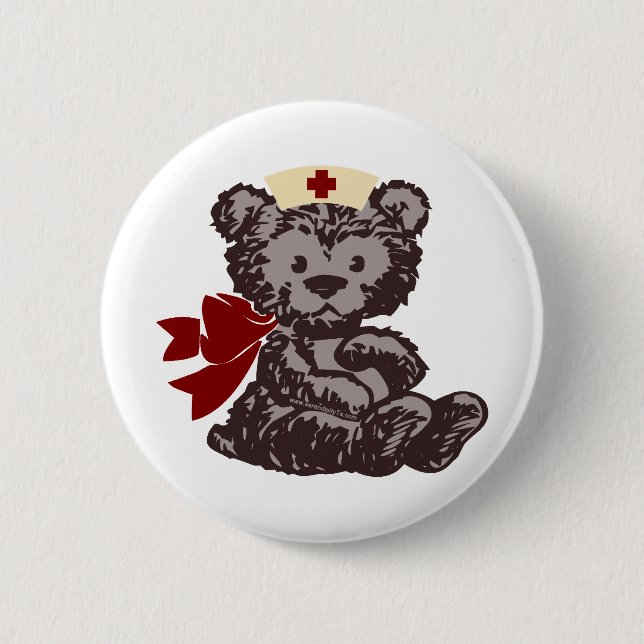 Teddy Bear Nurse (rot) Button (Vorderseite)
