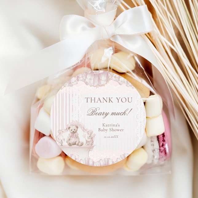 Teddy Bear Nursery Theme Baby Shower Thank you Runder Aufkleber (Von Creator hochgeladen)