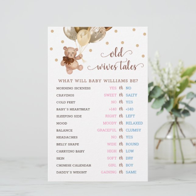 Teddy Bear Old Ehefrauen erzählt Gender Reveal Bab (Stehend Vorderseite)