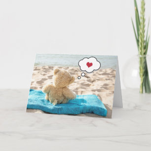 Teddy Bear on Beach Handtuch Karte