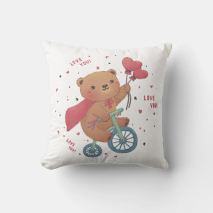 Teddy Bear on Bike: Liebe You! Kissen