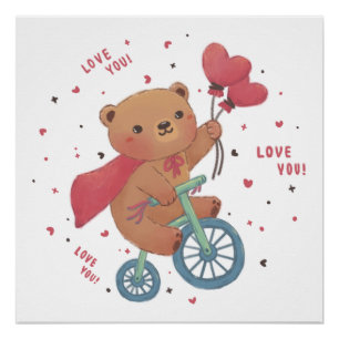 Teddy Bear on Bike: Liebe You! Poster