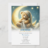 Teddy Bear on Moon Glow Stars Babydusche