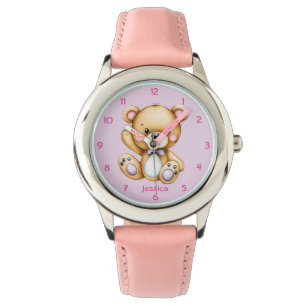 Teddy Bear on Pink Background Armbanduhr