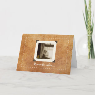 Teddy Bear on Sill Nostalgische Foto Grußkarte Karte