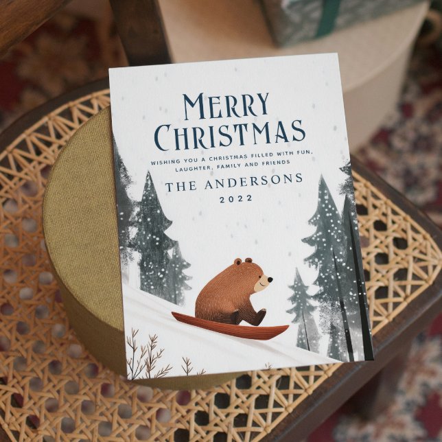 Teddy Bear on Snow Sled Frohe Weihnachten (Von Creator hochgeladen)