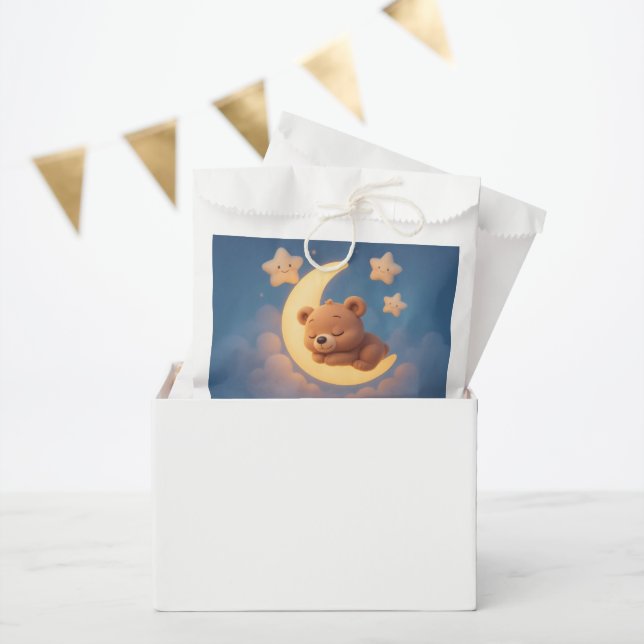 Teddy Bear on the Moon - Baby Shower Gift Bag Geschenktütchen (Party)