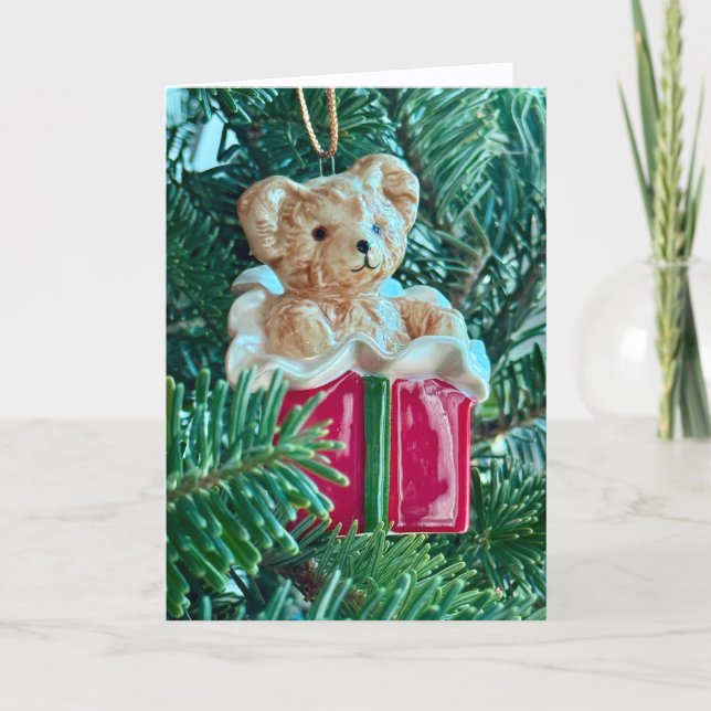 Teddy Bear Ornament Holiday Card Dankeskarte (Vorderseite)