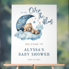 Teddy Bear Over Moon Baby Dusche Willkommen Acrylschild