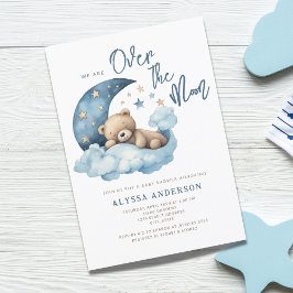 Teddy Bear Over the Moon Baby Shower Einladung