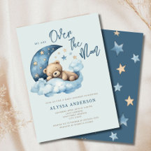 Teddy Bear Over the Moon Baby Shower Einladung
