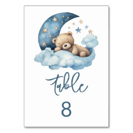 Teddy Bear Over the Moon Baby Shower Tischnummer