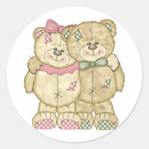 Teddy Bear Pair - Original Colors Runder Aufkleber