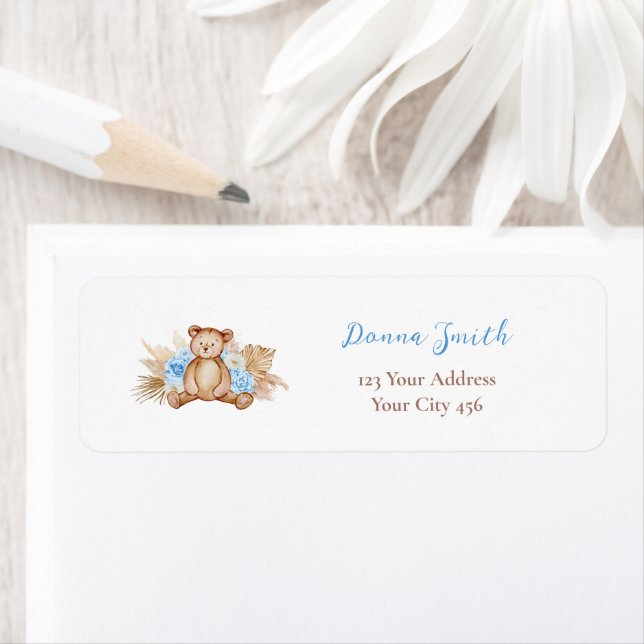 Teddy Bear Pampas Grass Address Labels (Insitu)