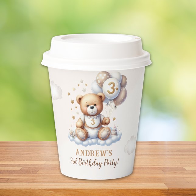 Teddy Bear Party – 3rd Birthday Tableware Pappbecher (Von Creator hochgeladen)