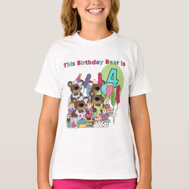 Teddy Bear Party 4. Geburtstag Tshirts und Geschen (Vorderseite)