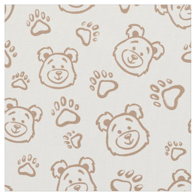 Teddy Bear Paws Boho Boy Baby Kids Neutral Beige Stoff (Nahaufnahme)