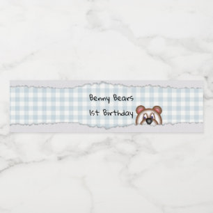Teddy Bear Peekaboo Geburtstag Wasserflaschenetikett