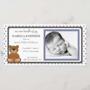 Teddy Bear Periwinkle Geburtsankündigung Ankündigung