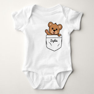 Teddy Bear Personalisiert Animal Pocket Baby Strampler