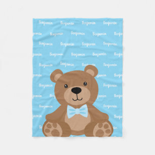 Teddy Bear Personalisiert Blue Name Boy Fleecedecke