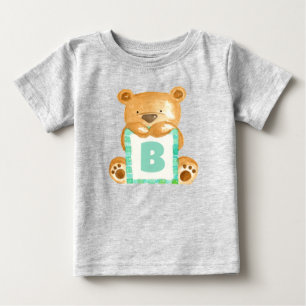 Teddy Bear Personalisiert Monogram Watercolor Baby T-shirt