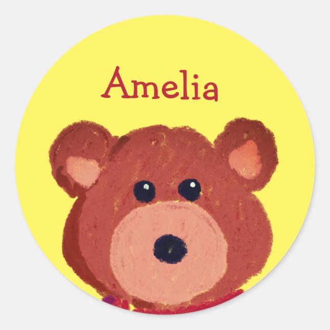 Teddy Bear Personalisiert Runder Aufkleber (Vorderseite)