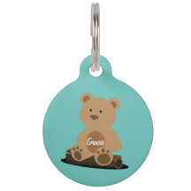 Teddy Bear Personalisiert White Text Pet ID Tag