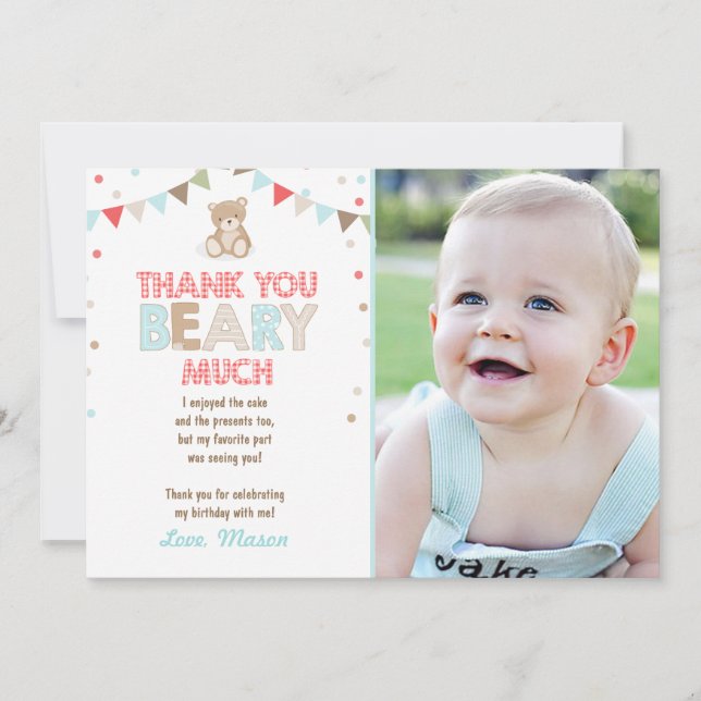 Teddy bear picknick Danke You Card Teddy Bären Boy (Vorderseite)