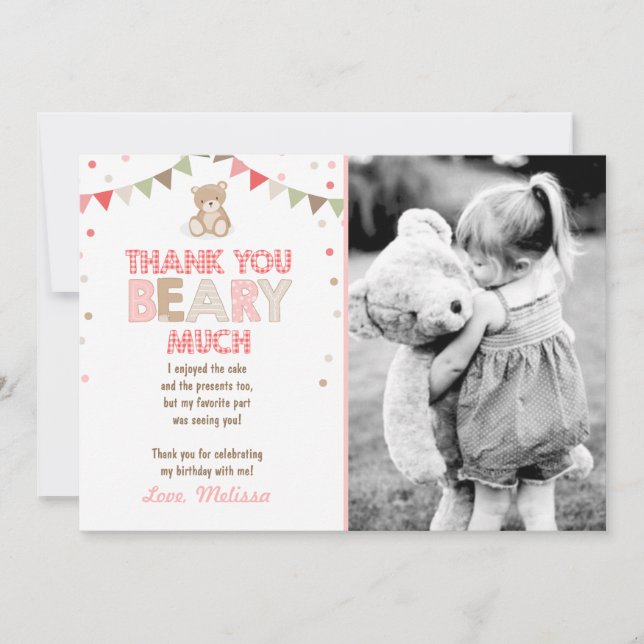 Teddy bear picknick Danke You Card Teddy bear Girl (Vorderseite)