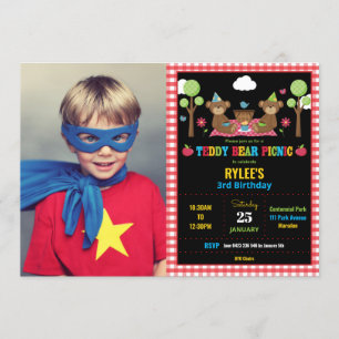 Teddy Bear Picnic 1. Geburtstag Girl Boy Foto Einladung