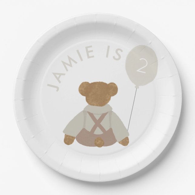 Teddy Bear Picnic Baby Birthday Pappteller (Vorderseite)