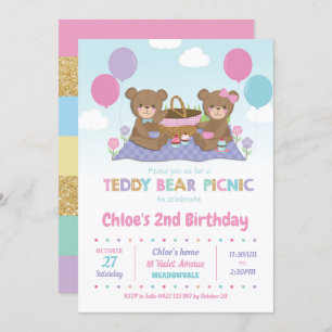 Teddy Bear Picnic Birthday Einladung Girl