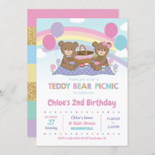 Teddy Bear Picnic Birthday Einladung Girl