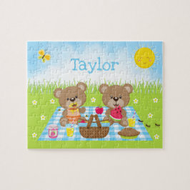 Teddy Bear Picnic Boy Blue Gingham Puzzle