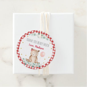 Teddy Bear Picnic Floral Geburtstag Geschenkanhänger