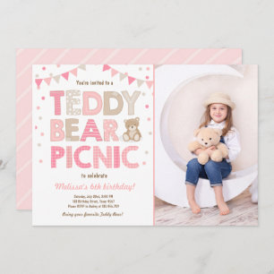 Teddy Bear Picnic Geburtstag Einladung Pink