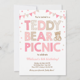 Teddy Bear Picnic Geburtstag Einladung Pink