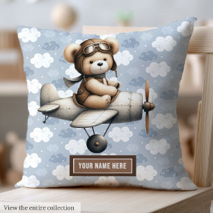 Teddy Bear Pilot Baby Pilze Personalisiert Neugebo Kissen