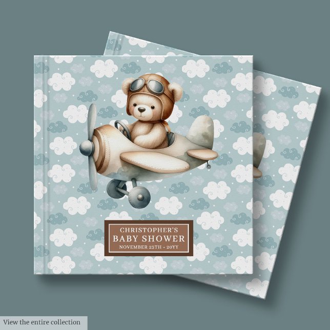 Teddy Bear Pilot Baby Shooter Guest Book for Boys Gästebuch (Teddy Bear Pilot Baby Shower Guest Book for Boys)