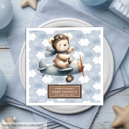 Teddy Bear Pilot Kinderdusche Napkins Personalisie Serviette