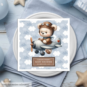 Teddy Bear Pilot Napkins Baby Dusche Feier Serviette