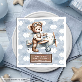 Teddy Bear Pilot Napkins Personalisierte Babydusch Serviette