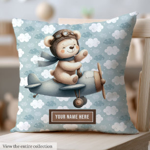 Teddy Bear Pilot Personalisiert Baby Boy Kissen