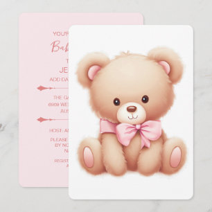 Teddy Bear Pink Baby Dusche Einladung
