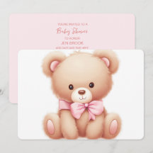 Teddy Bear Pink Baby Dusche Einladung