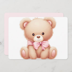 Teddy Bear Pink Baby Dusche Einladung