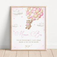 Teddy Bear Pink Baby Dusche Mimosa Bar